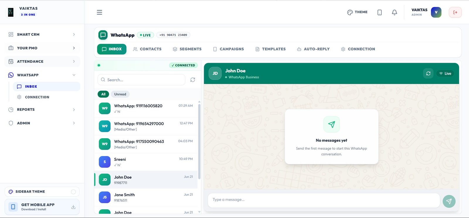 WhatsApp Business API Dashboard